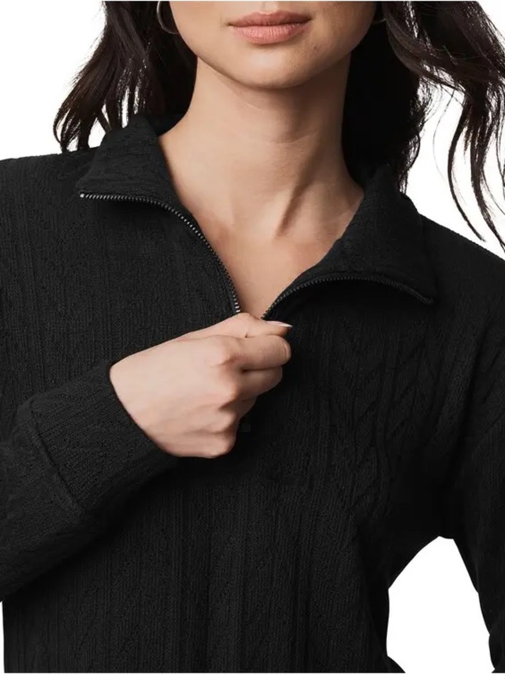 Splendid Sweatersoft Black Quarter-Zip Sweatshirt
